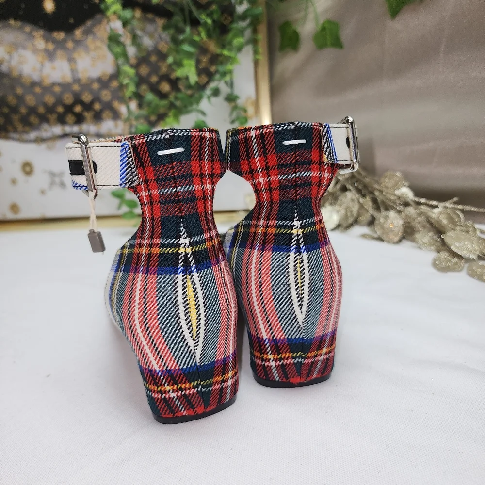 NWB Maison Margiela MM22 6cm Tartan Checked Ankle-Strap Pumps